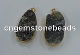 NGP8519 25*48mm - 27*52mm flat teardrop druzy agate pendants