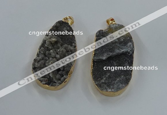 NGP8519 25*48mm - 27*52mm flat teardrop druzy agate pendants