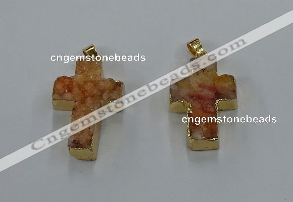 NGP8533 22*30mm - 25*35mm cross druzy agate pendants wholesale