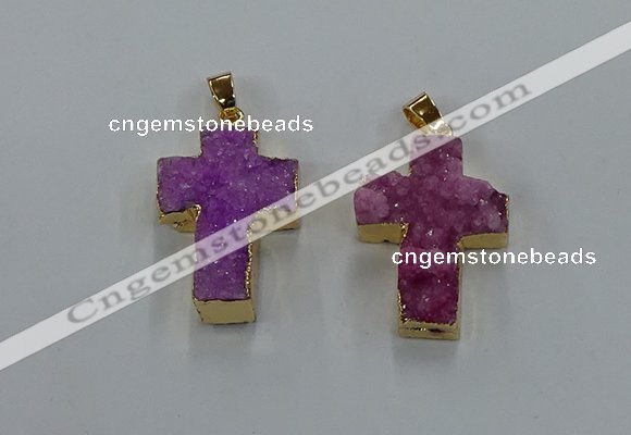 NGP8535 22*30mm - 25*35mm cross druzy agate pendants wholesale
