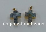 NGP8538 22*30mm - 25*35mm cross druzy agate pendants wholesale