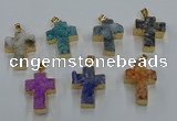 NGP8541 22*30mm - 25*35mm cross druzy agate pendants wholesale