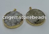 NGP8553 38mm - 40mm flat round druzy agate pendants wholesale