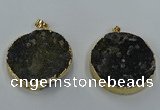 NGP8561 38mm - 40mm flat round druzy agate pendants wholesale