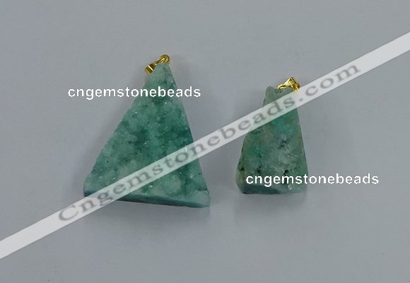 NGP8580 18*25mm - 25*40mm triangle druzy agate pendants wholesale