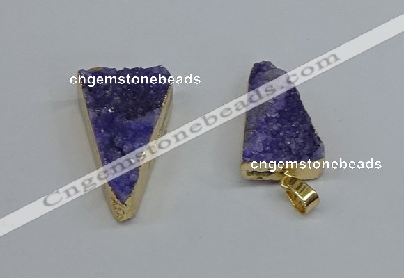 NGP8595 13*40mm - 20*35mm triangle druzy agate pendants wholesale