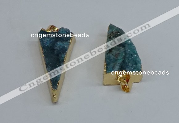 NGP8599 13*40mm - 20*35mm triangle druzy agate pendants wholesale