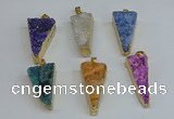 NGP8602 13*40mm - 20*35mm triangle druzy agate pendants wholesale