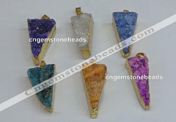 NGP8602 13*40mm - 20*35mm triangle druzy agate pendants wholesale