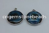 NGP8701 38mm - 40mm flat round agate pendants wholesale