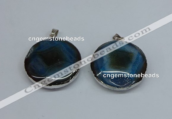 NGP8701 38mm - 40mm flat round agate pendants wholesale