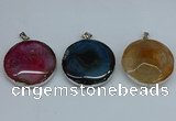 NGP8704 38mm - 40mm flat round agate pendants wholesale