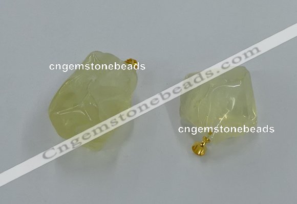 NGP8857 20*25mm - 30*40mm nuggets lemon quartz pendants wholesale