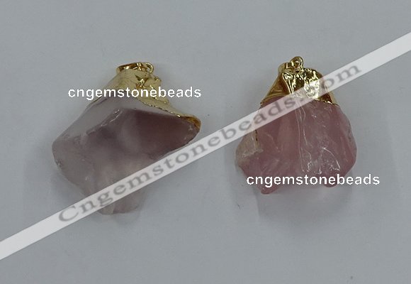 NGP8861 20*25mm - 30*40mm nuggets rose quartz gemstone pendants