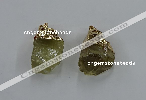 NGP8863 20*25mm - 30*40mm nuggets lemon quartz gemstone pendants