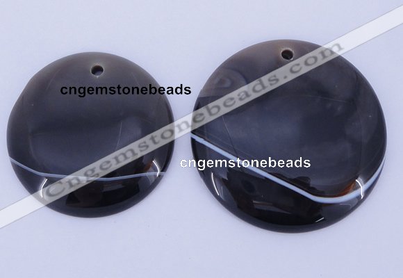 NGP888 5PCS 37mm - 44mm flat round agate gemstone pendants wholesale