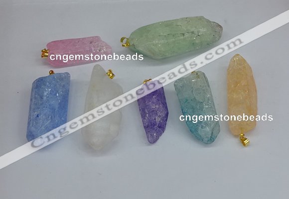 NGP8885 16*38mm - 25*60mm sticks crackle quartz pendants wholesale