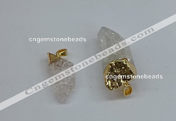 NGP8887 10*35mm - 20*45mm sticks crackle quartz pendants