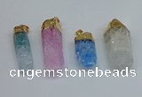 NGP8895 10*35mm - 20*45mm sticks crackle quartz pendants