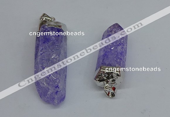 NGP8902 15*40mm - 18*60mm sticks crackle quartz pendants