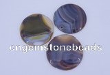 NGP934 5PCS 52mm flat round agate gemstone pendants wholesale