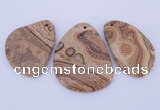 NGP944 5PCS 35-45mm*55-65mm freeform picture jasper gemstone pendants