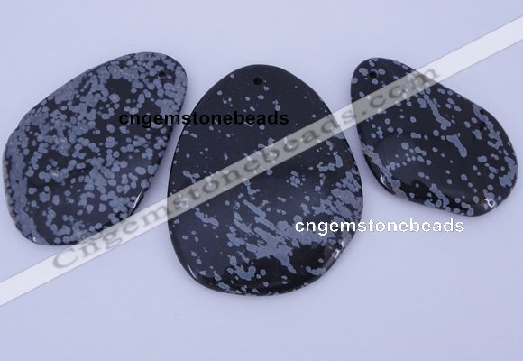 NGP947 5PCS 35-55mm*50-65mm freeform snowflake obsidian gemstone pendants