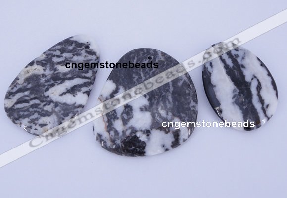 NGP948 5PCS 30-48mm*45-60mm freeform zebra jasper gemstone pendants