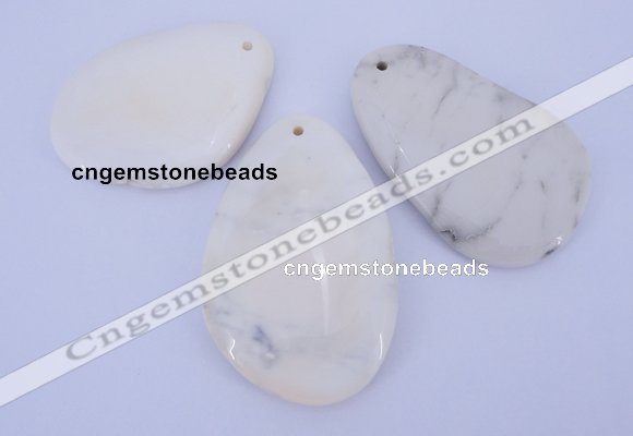 NGP960 5PCS 35-45mm*50-65mm freeform white howlite turquoise pendants