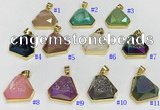 NGP9602 20*20mm faceted plated druzy agate pendants