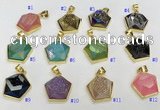 NGP9604 20*20mm faceted pentagon plated druzy agate pendants