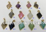 NGP9605 18*25mm faceted diamond plated druzy agate pendants