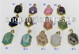 NGP9606 18*25mm faceted hexagon plated druzy agate pendants