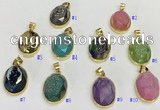 NGP9607 17*22mm faceted oval plated druzy agate pendants