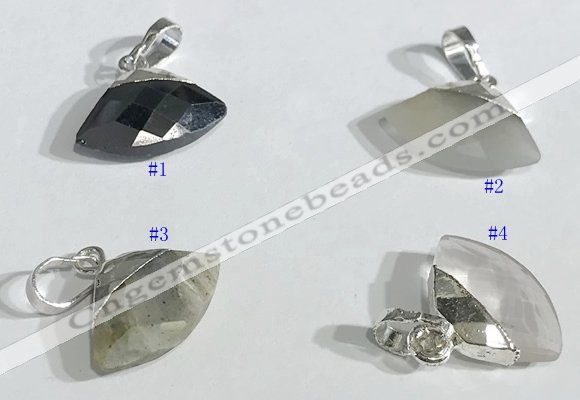 NGP9717 11*16mm fan-shaped  mixed gemstone pendants wholesale
