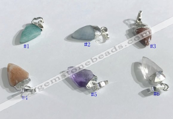 NGP9724 9*15mm arrowhead-shaped  mixed gemstone pendants wholesale