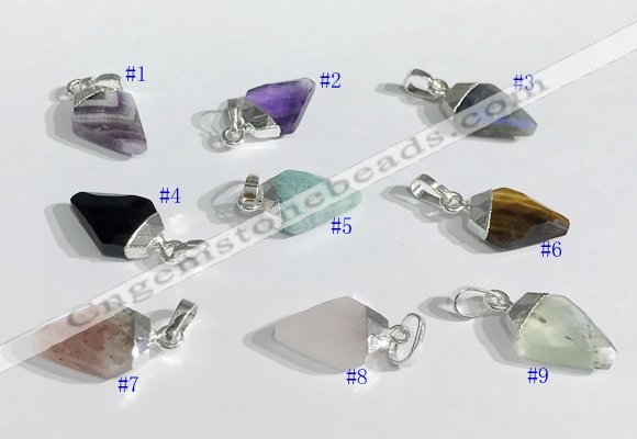 NGP9729 11*15mm arrowhead-shaped  mixed gemstone pendants wholesale