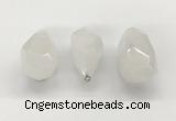 NGP9800 22*35mm - 25*40mm faceted nuggets white jade pendants