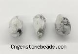 NGP9803 22*35mm - 25*40mm faceted nuggets white howlite pendants