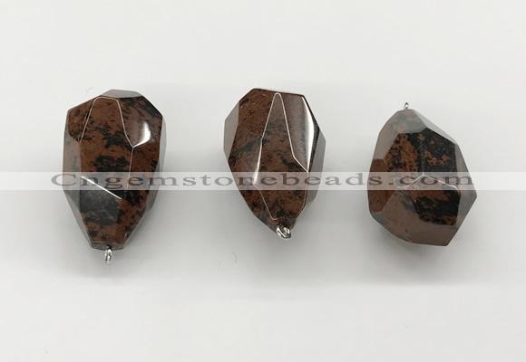 NGP9825 22*35mm - 25*40mm faceted nuggets mahogany obsidian pendants