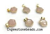 NGP9874 16mm faceted hexagon rose quartz pendant