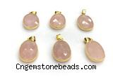 NGP9876 17*22mm faceted oval rose quartz pendant