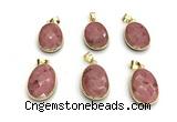 NGP9877 17*22mm faceted oval pink wooden jasper pendant