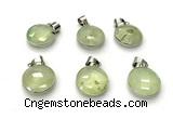 NGP9892 16mm faceted coin prehnite pendant
