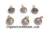 NGP9897 16mm faceted coin amethyst pendant