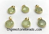 NGP9899 16mm faceted coin prehnite pendant