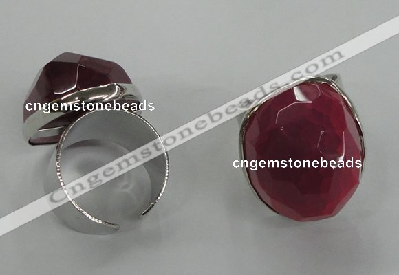 NGR01 18*25mm - 22*28mm faceted nuggets agate gemstone rings