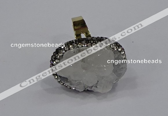 NGR1009 20*25mm - 22*30mm oval druzy quartz rings wholesale