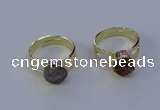 NGR1018 10mm coin druzy agate gemstone rings wholesale