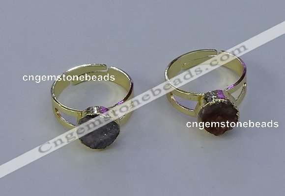 NGR1018 10mm coin druzy agate gemstone rings wholesale